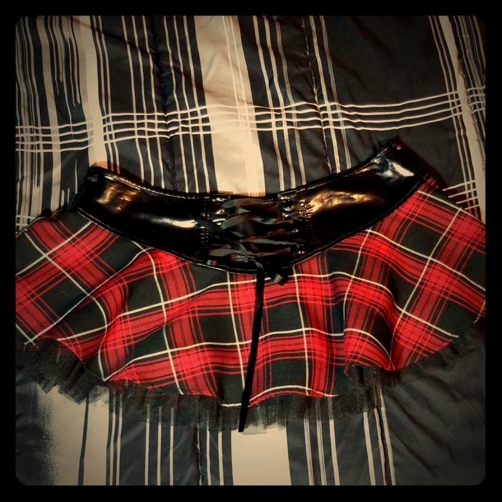 Red plaid Lip Service skirt Large